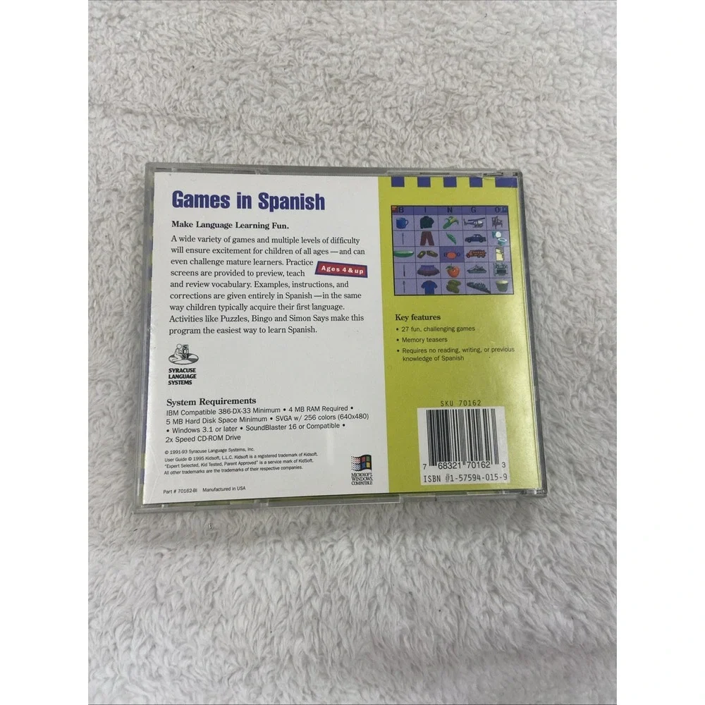 Games In Spanish PC CD ROM Rare VTG Good Housekeeping Kidsoft Select Syracuse